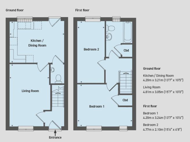 Floor plan 2 bedroom house - artist's impression subject to change